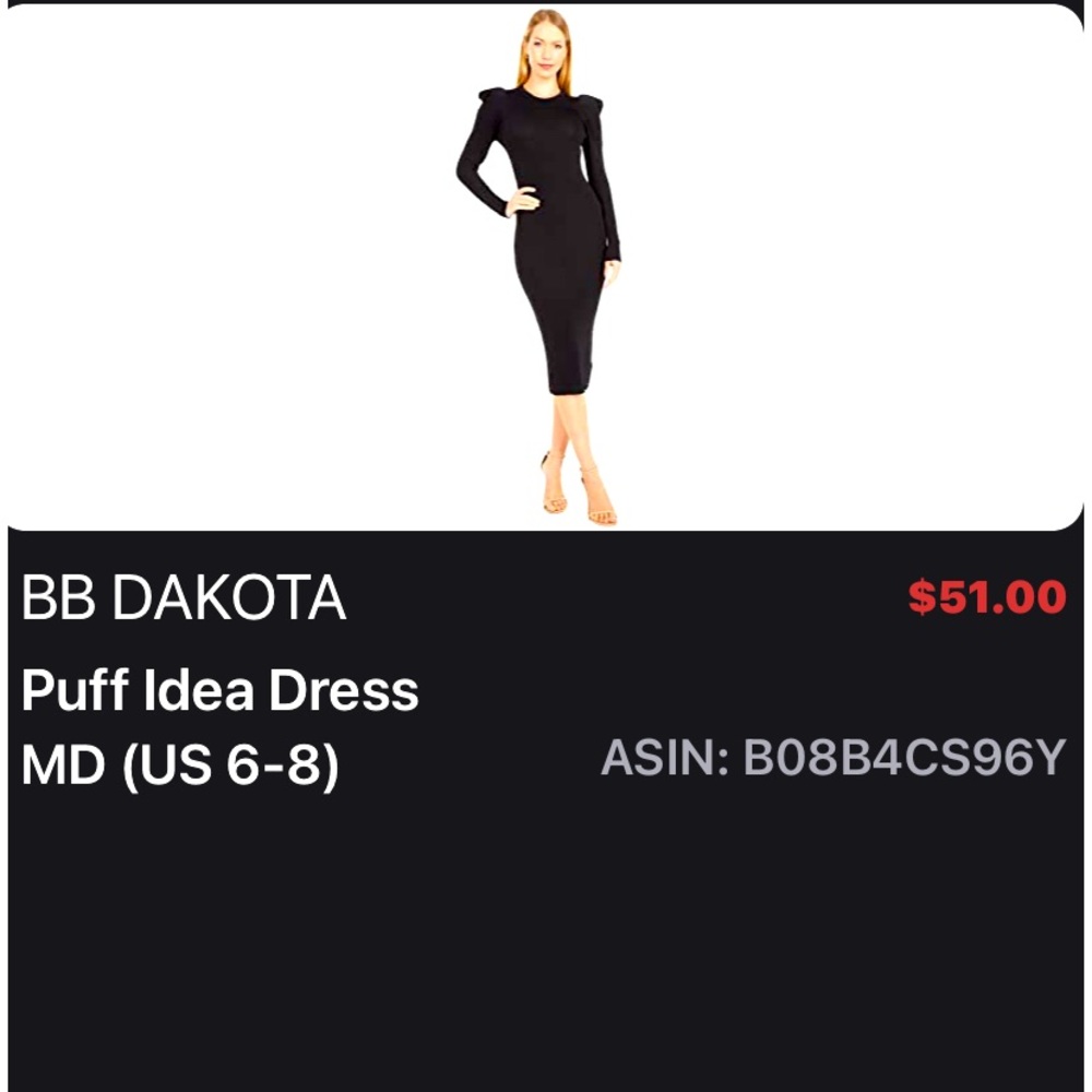 NWT Black BB Dakota Dress never worn size 6-8.